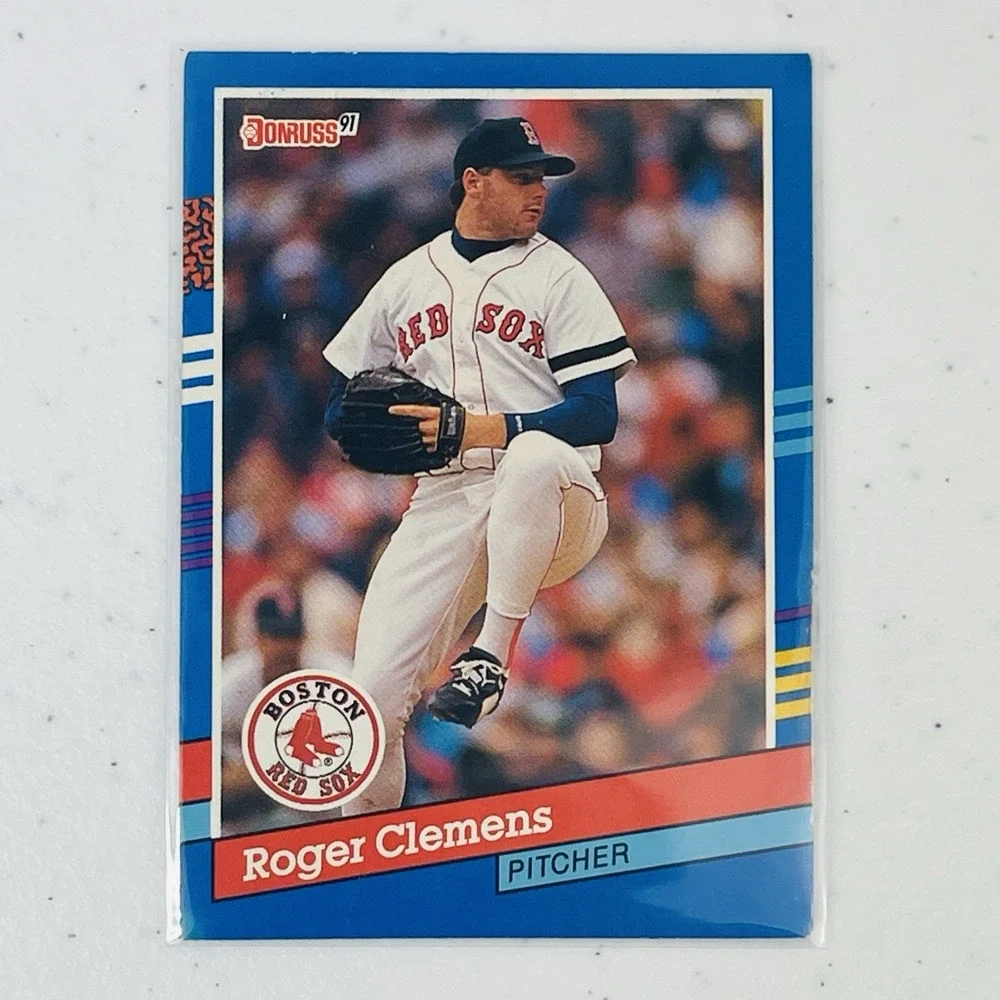1991 Donruss Roger Clemens 81 Boston Red Sox Baseball  Trading Card Blue Stripes
